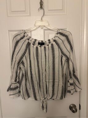 Striped Linen Blouse - Size Large